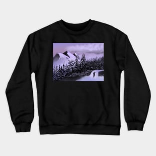 Waterfall in the forest below the mountain Crewneck Sweatshirt